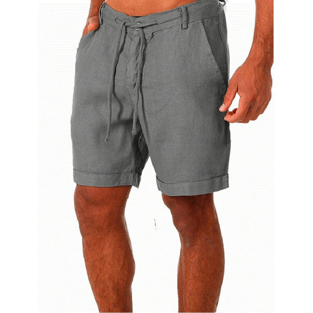 Sven - Casual Linnen Short Heren met Koordjes en Omgeslagen Zoom