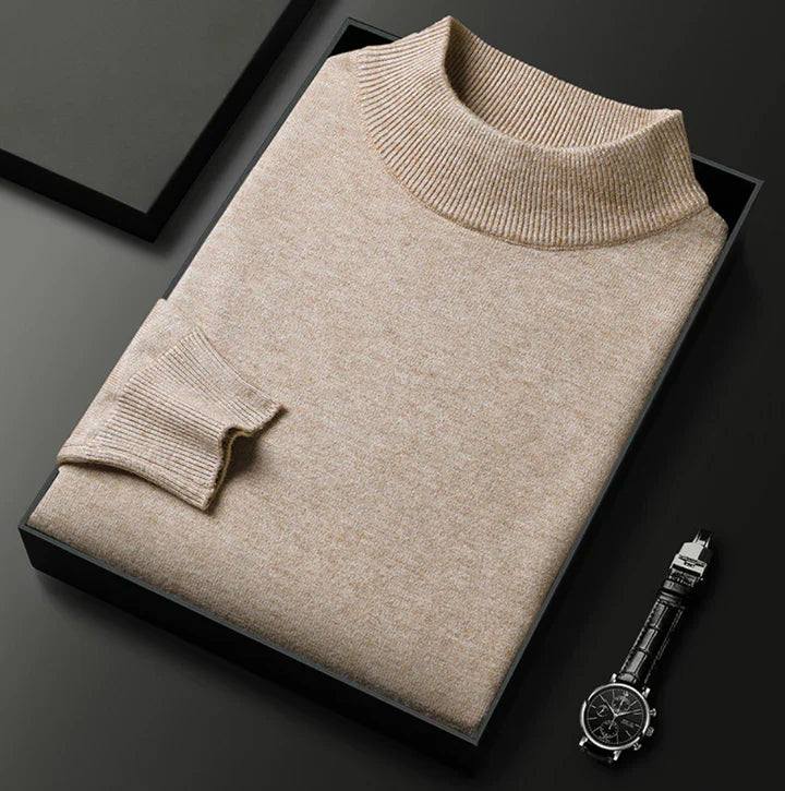 Sven - Heren Coltrui Cashmere Stijl met Aansluitende Pasvorm en Fijne Rib