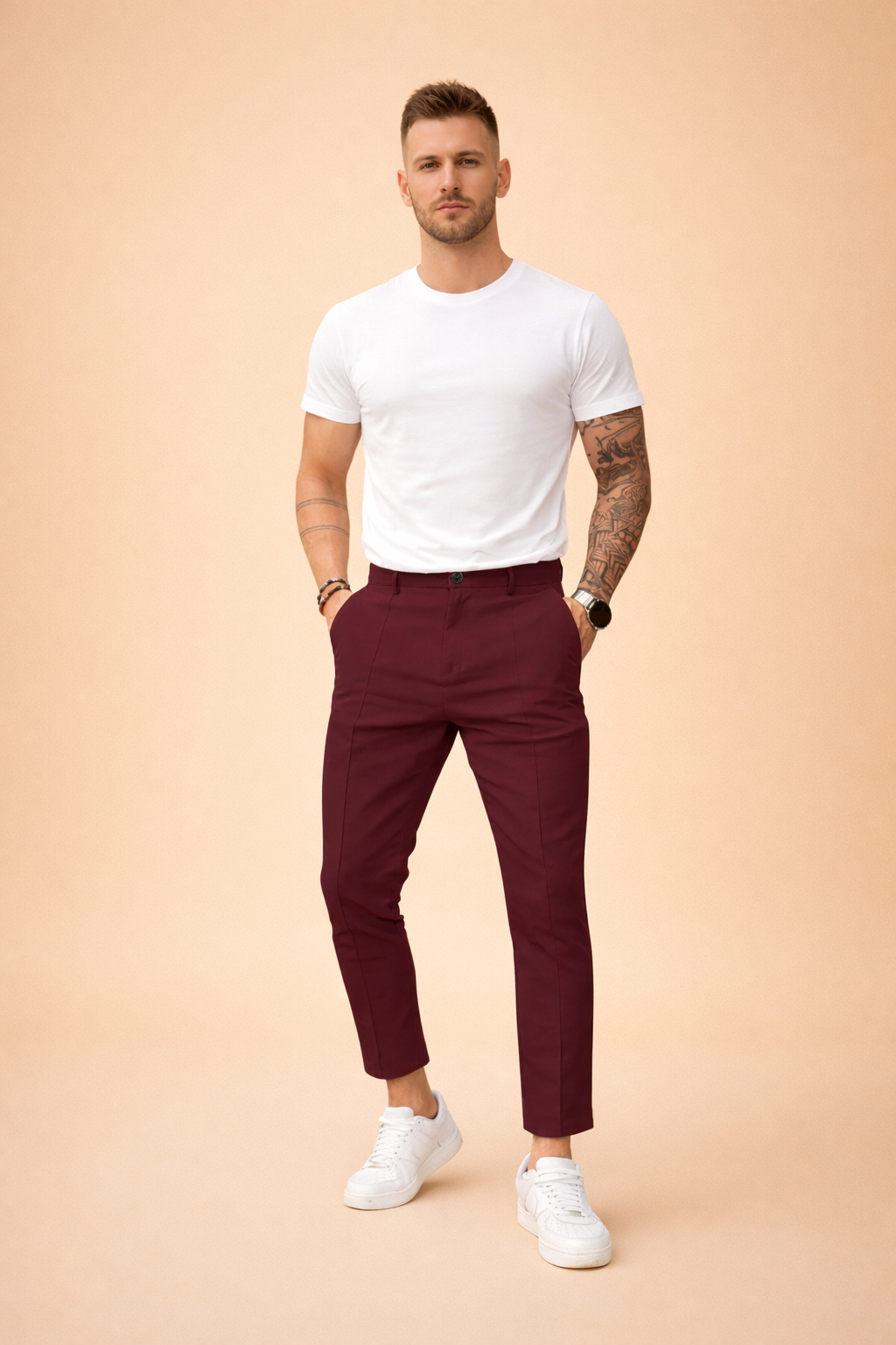 Thijs - Heren Pantalon Slim Fit Casual Smart met Enkellengte en Steekzakken