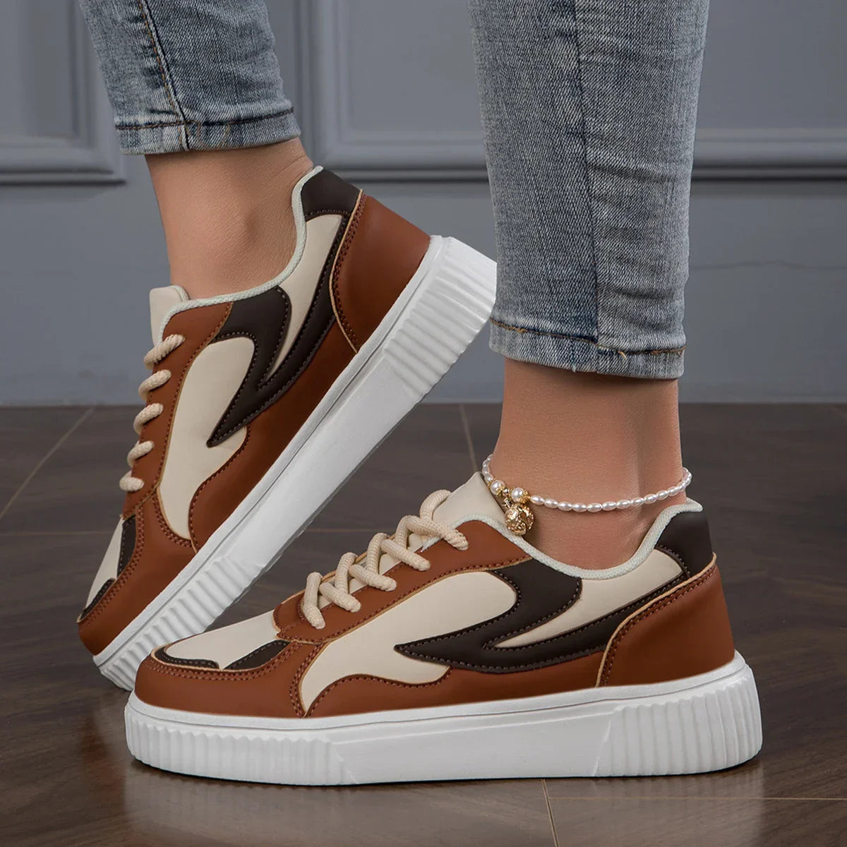 Sneakers Dames - Platform Zool met Colorblock Design | Casual