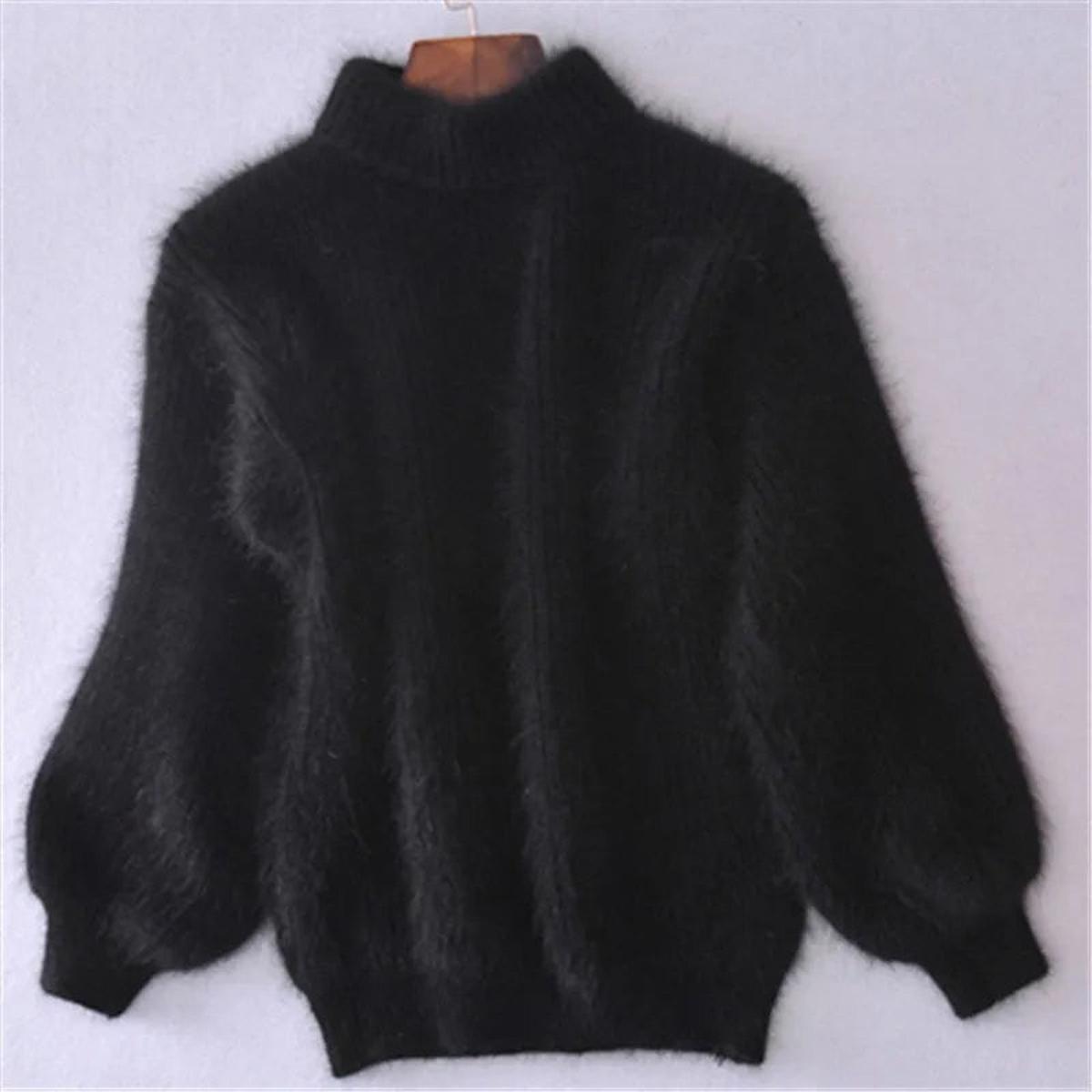 Yara - Dames Coltrui Warm en Zacht in Pluche Stijl met Ballonmouwen