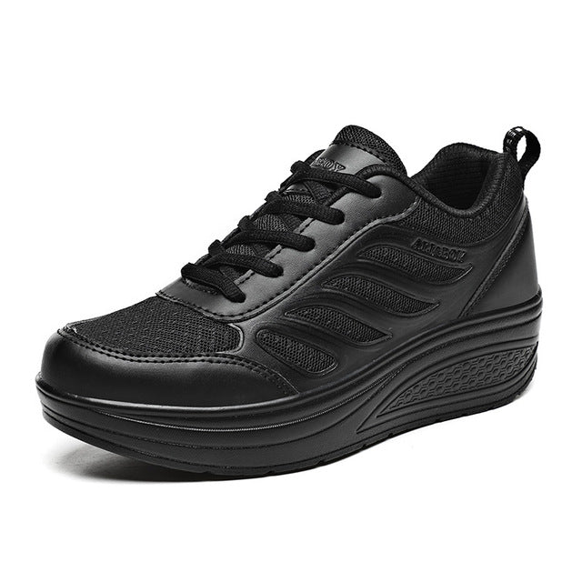 Sneakers Dames - Platform Sneaker met Veters en Dikke Zool | Zomer