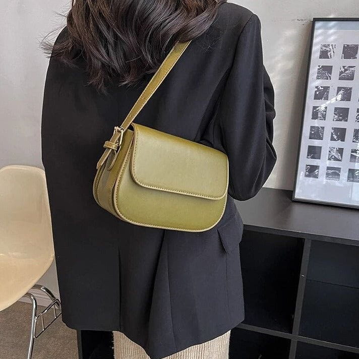 Tas Dames - Compacte Saddle Bag met Klepje en Schouderband | Klassiek