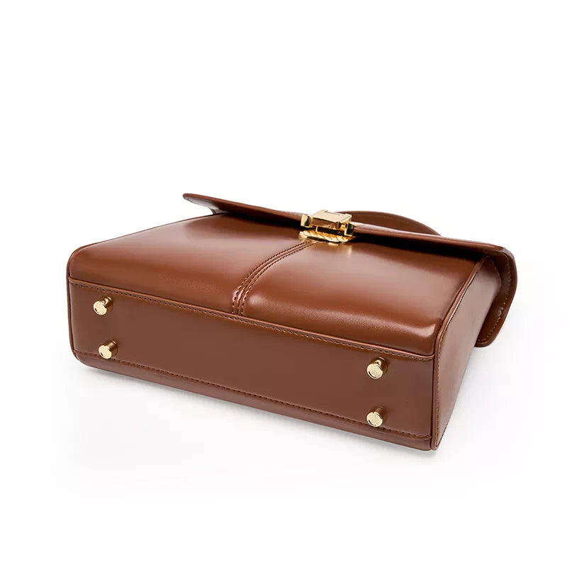 Tas Dames - Gestructureerde Handtas met Gouden Drukslot en Topgreep | Chic