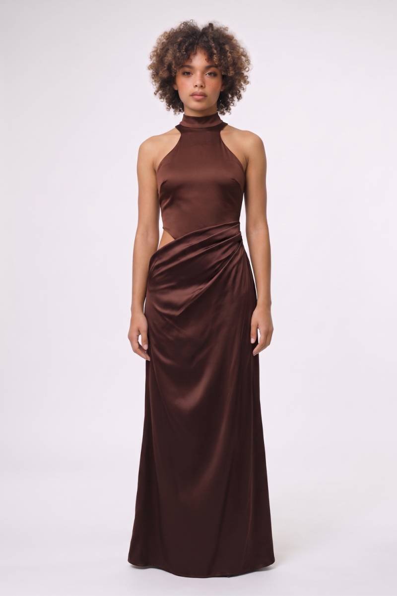 Maxi Jurk Dames - Halter | Gedrapeerde Asymmetrische Stijl