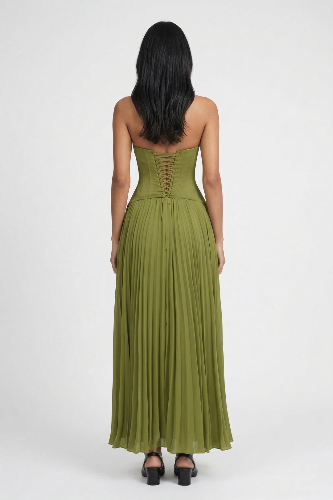 Maxi Jurk Dames - Corset Top met Geplisseerde Rok | Elegant Gala