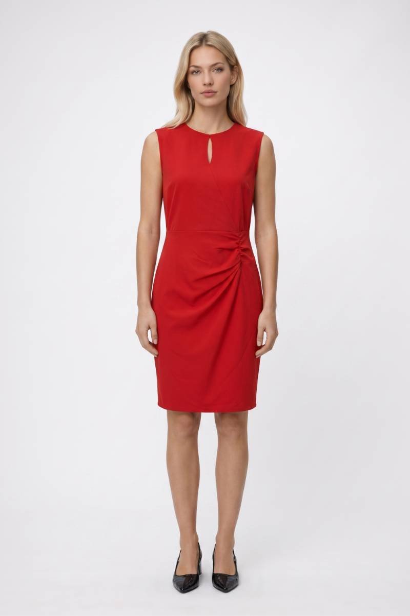 Midi Jurk Dames - Elegant | Keyhole Detail met Drapering