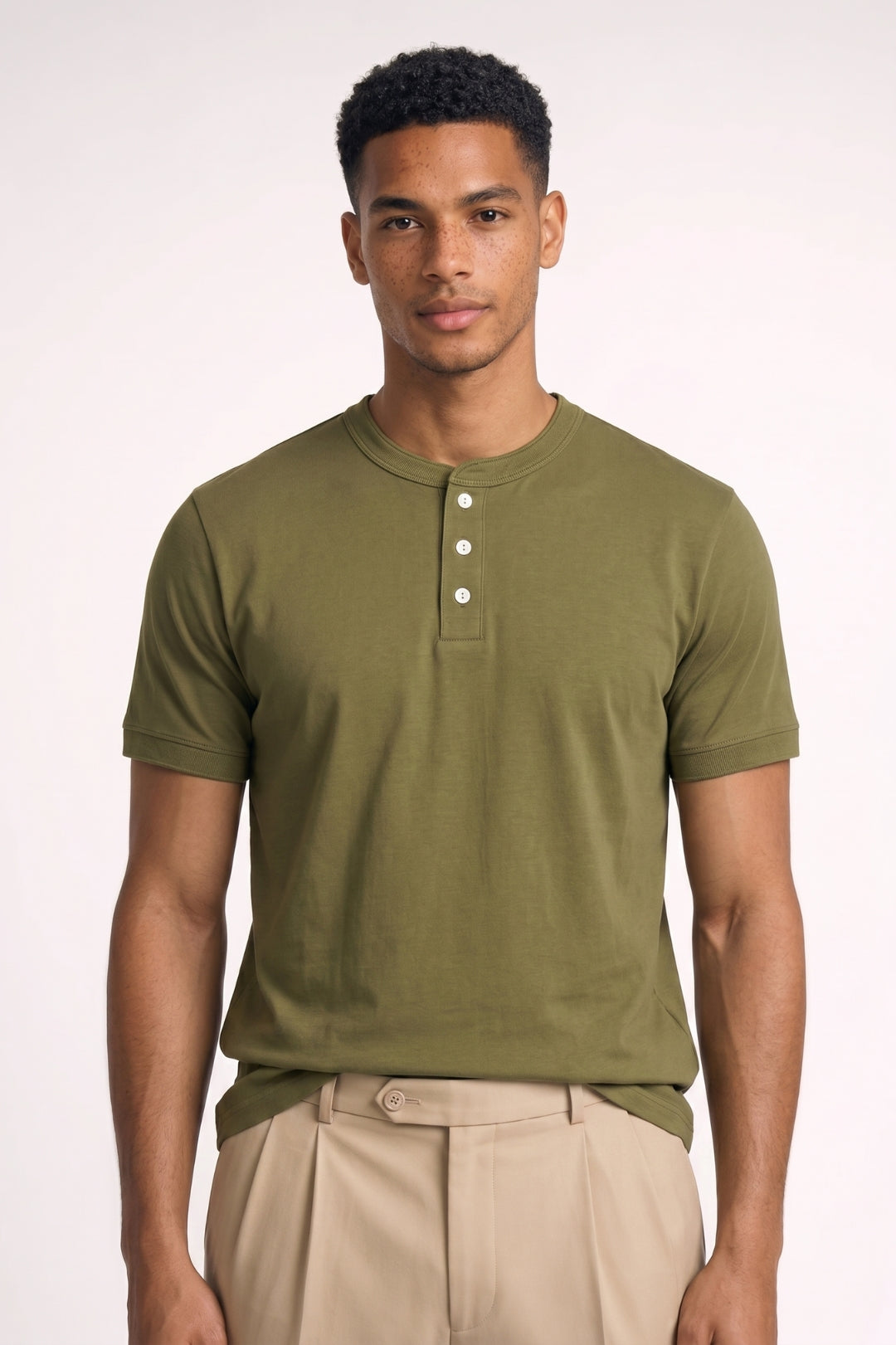 Henley Shirt Heren - Casual | Korte Mouwen met Knoopdetails