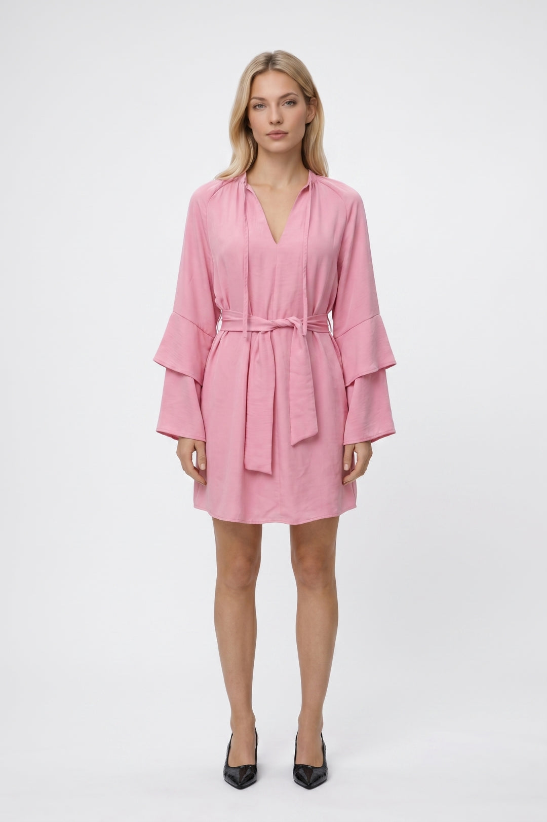 Mini Jurk Dames - Kimono | V-hals met Oversized Mouwen
