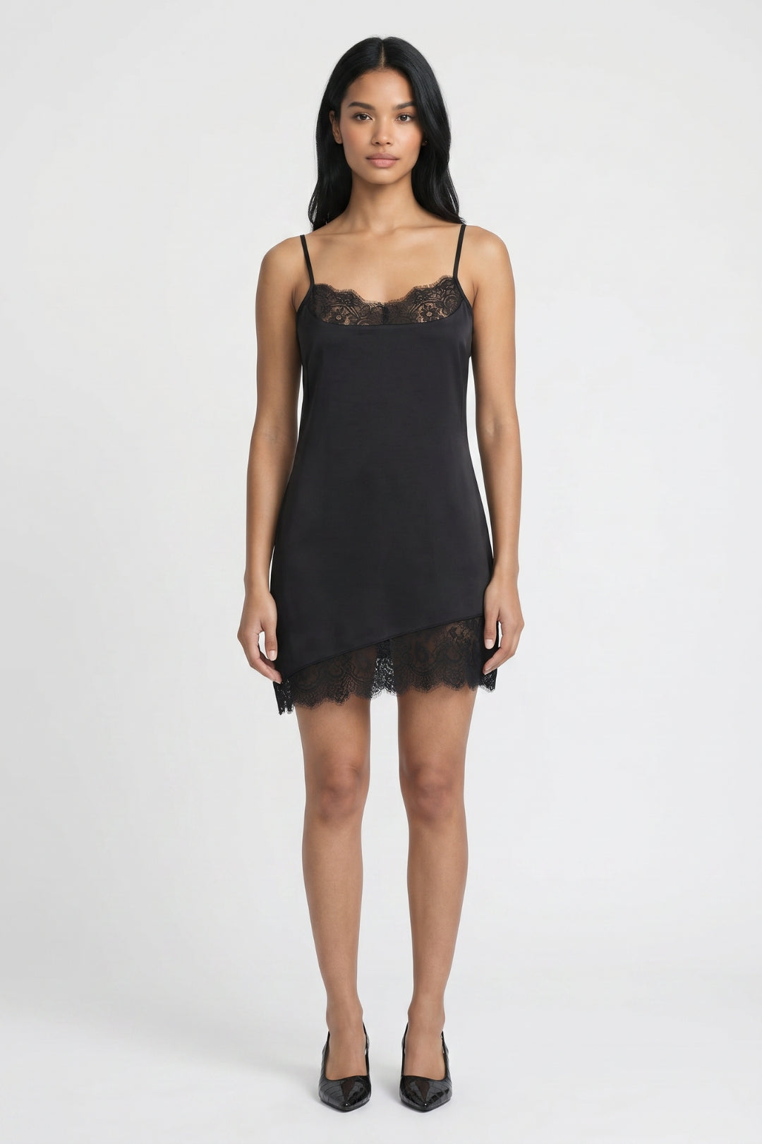 Mini Jurk Dames - Kant Details | Spaghettibandjes
