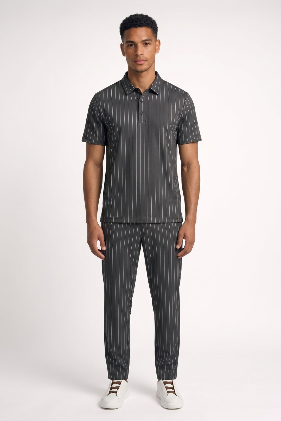 2-Delige Set Heren - Gestreept | Polo met Lange Broek