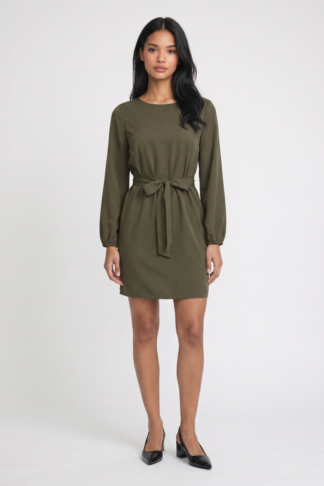 Mini Jurk Dames - Elegante Strik | Lange Mouwen Rond Hals