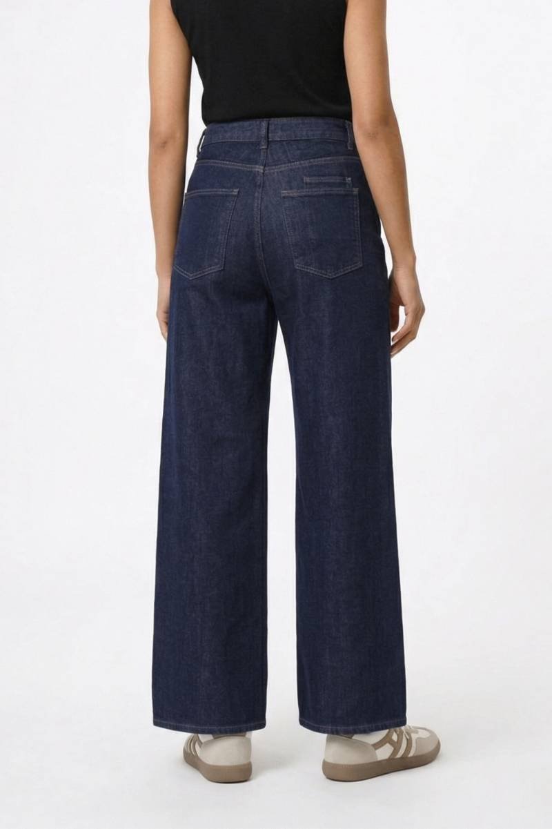 Wijde Jeans Dames - Vintage Stijl | Met Ceintuur — Donkerblauw