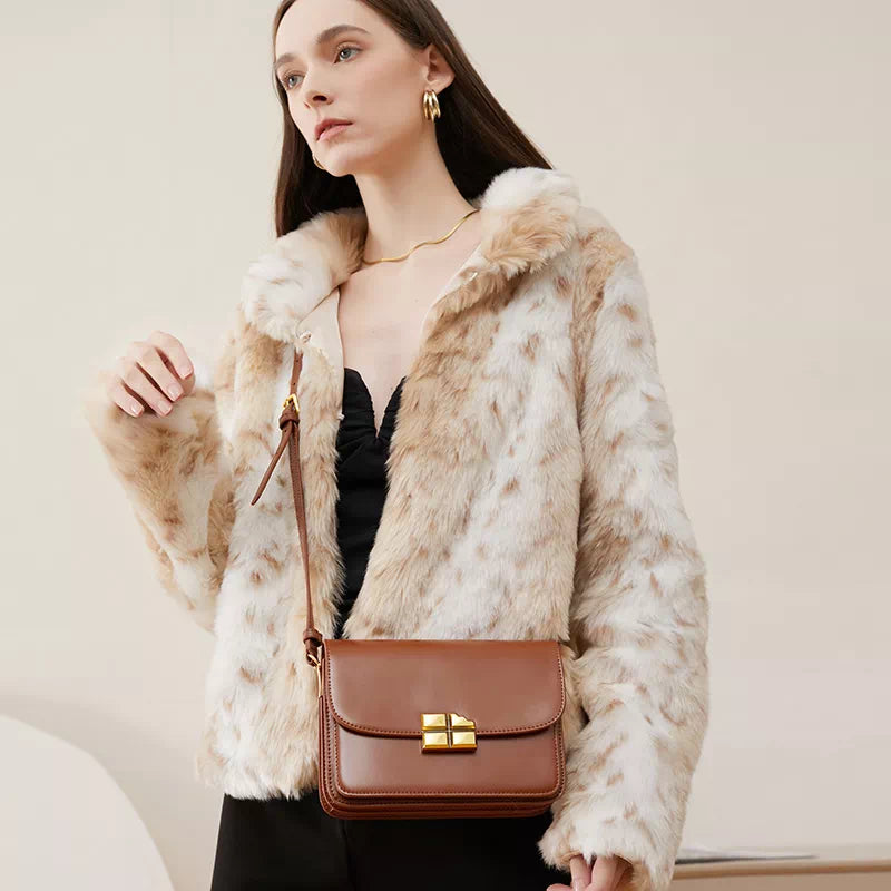 Tas Dames - Elegante Flap Crossbody met Gouden Kruis Slot en Brede Band | Mini