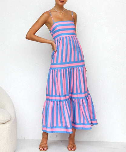 Maxi Jurk Dames - Gelaagde Rok met Streepprint | Zomer