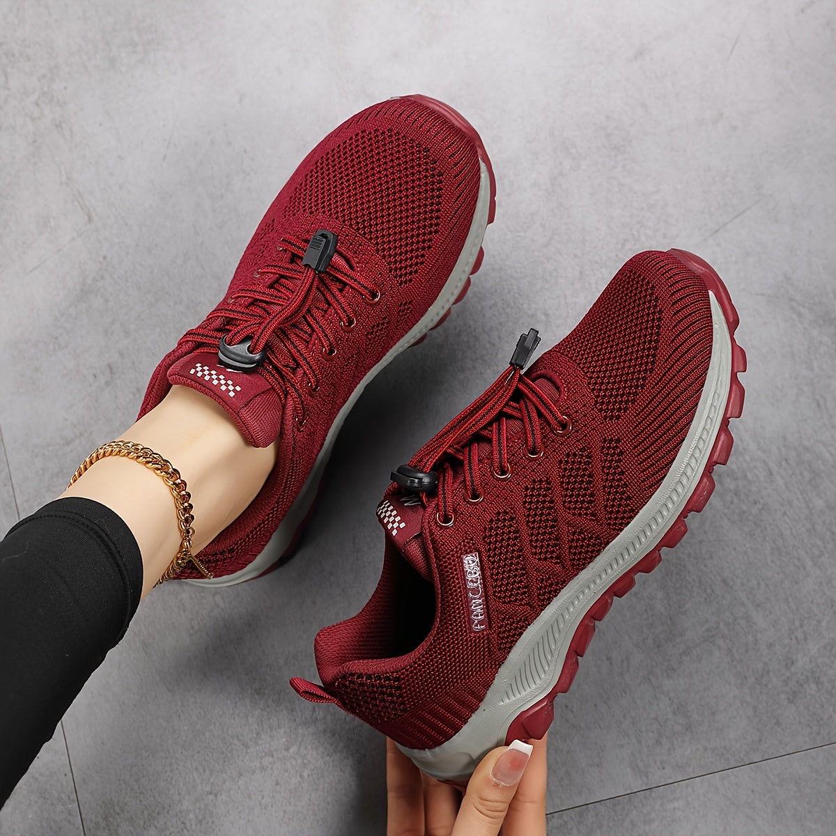 Sneakers Dames - Luchtig Gebreid Model met Dikke Zool | Casual