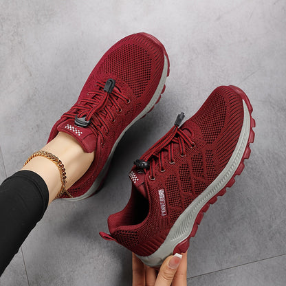 Sneakers Dames - Luchtig Gebreid Model met Dikke Zool | Casual