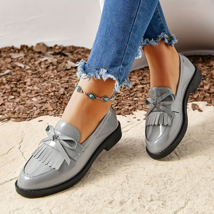 Loafers Dames - Instapper met Franjes en Strikdetail | Casual