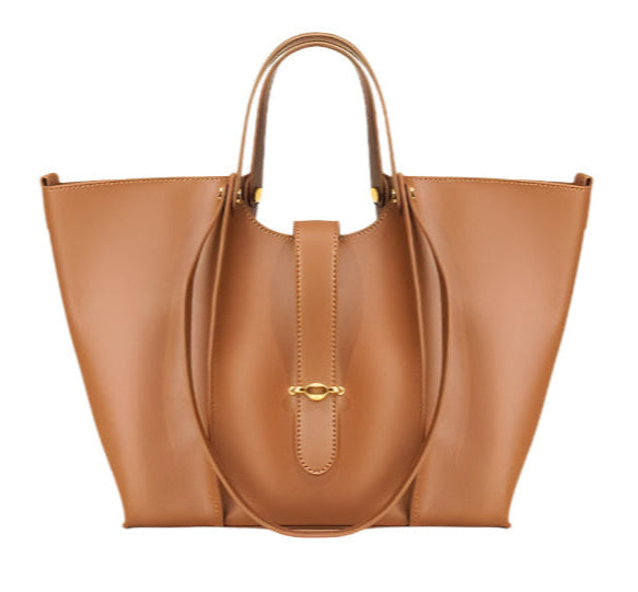 Tas Dames - Elegante Open Tote met Gouden Detail en Dubbele Handgrepen