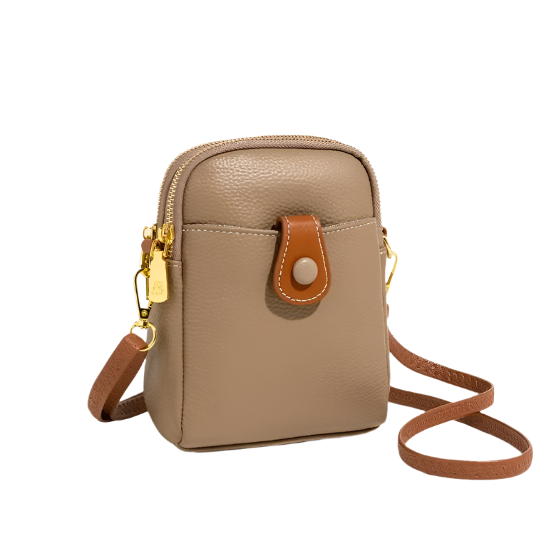 Tas Dames - Compacte Crossbody met Voorvak en Gouden Detail | Casual