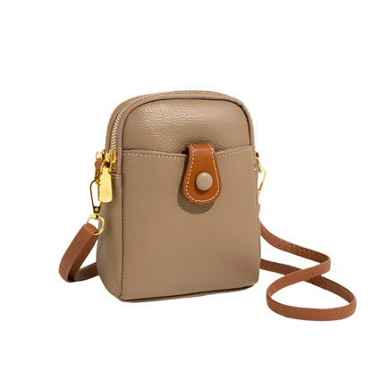 Tas Dames - Compacte Crossbody met Voorvak en Gouden Detail | Casual
