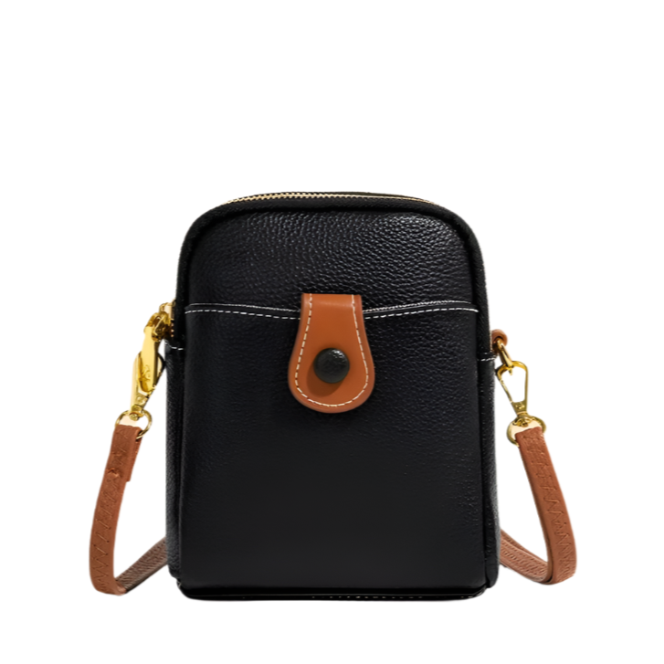 Tas Dames - Compacte Crossbody met Voorvak en Gouden Detail | Casual