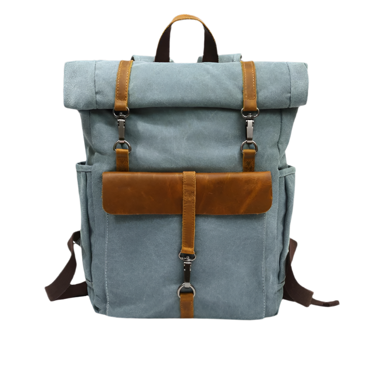 Rugzak Heren - Grote Roll-Top met Voorvak en Contrasterende Details | Casual