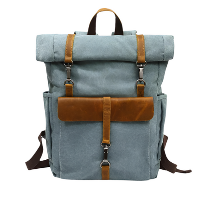 Rugzak Heren - Grote Roll-Top met Voorvak en Contrasterende Details | Casual