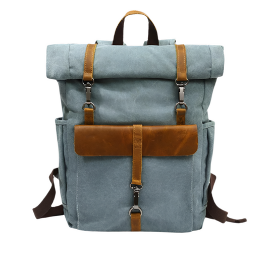 Rugzak Heren - Grote Roll-Top met Voorvak en Contrasterende Details | Casual