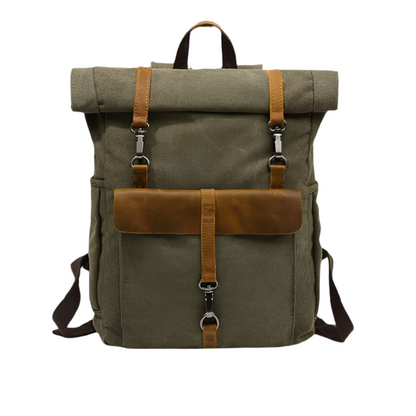 Rugzak Heren - Grote Roll-Top met Voorvak en Contrasterende Details | Casual