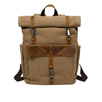 Rugzak Heren - Grote Roll-Top met Voorvak en Contrasterende Details | Casual