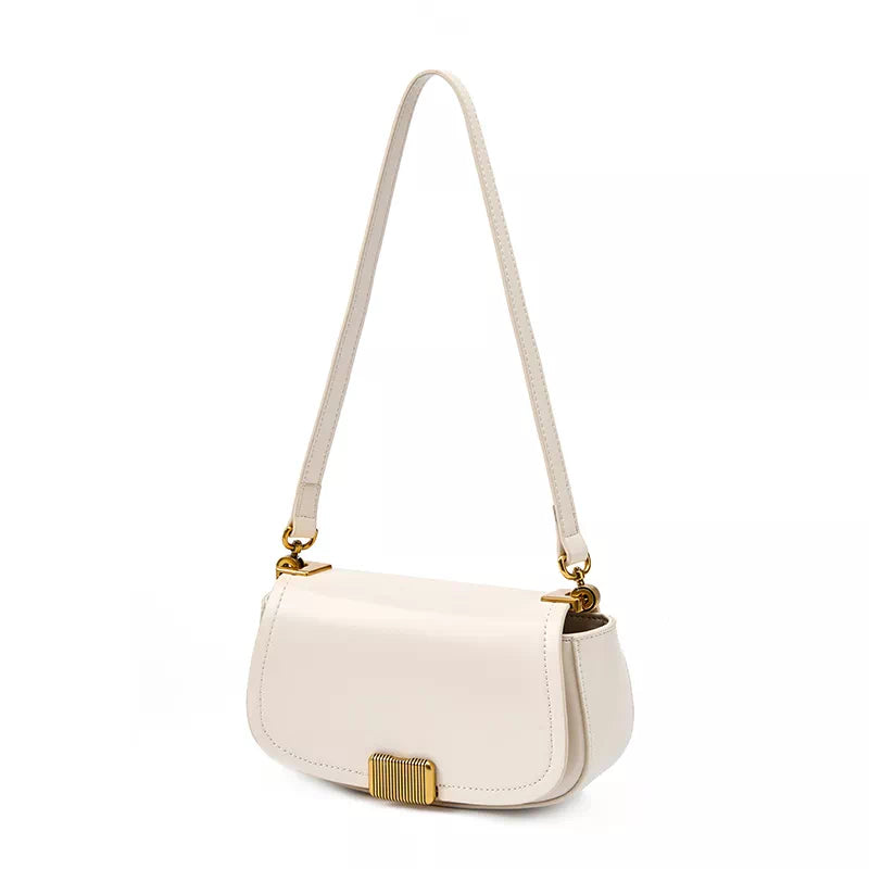 Tas Dames - Strakke Baguette Schoudertas met Gouden Gestreept Slot | Chic