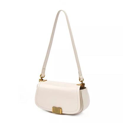 Tas Dames - Strakke Baguette Schoudertas met Gouden Gestreept Slot | Chic