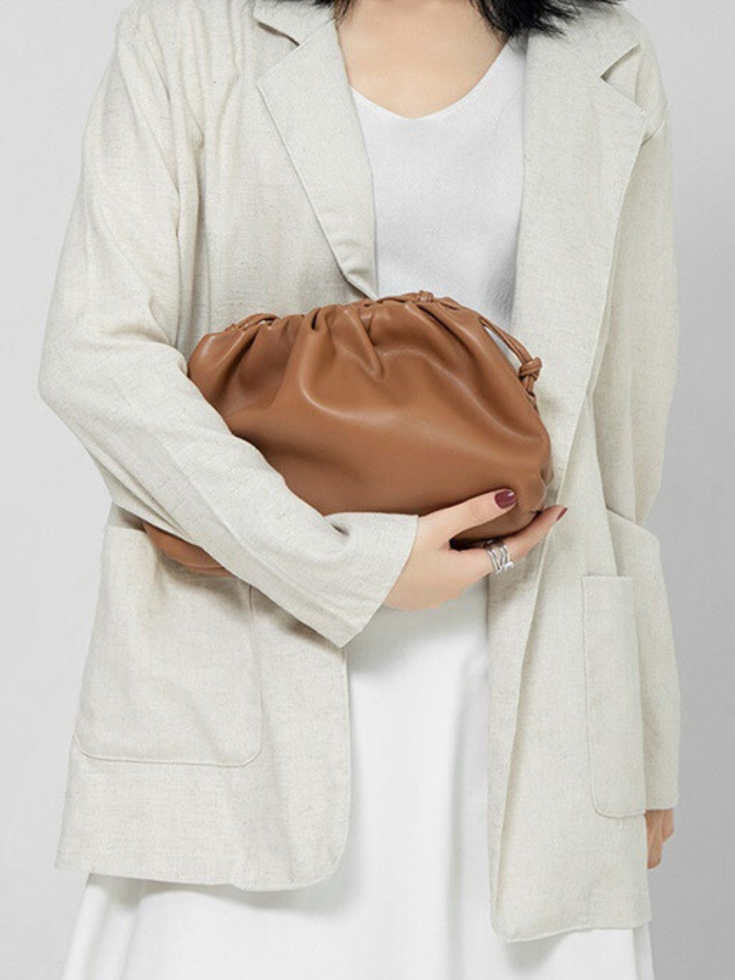 Tas Dames - Zachte Pouch met Gerimpeld Design en Schouderriem | Casual