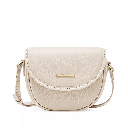 Tas Dames - Compacte Halfmaan Crossbody met Flap en Gouden Plaatje | Chic