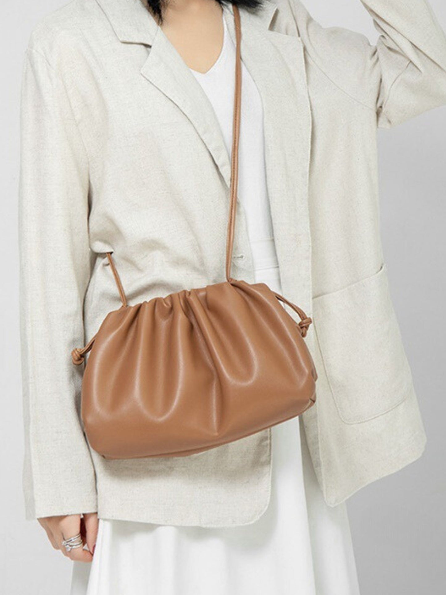 Tas Dames - Zachte Pouch met Gerimpeld Design en Schouderriem | Casual