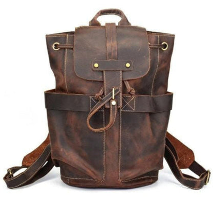 Rugzak Heren - Stoere Vintage Stijl met Flapklep en Trekkoord | Chique