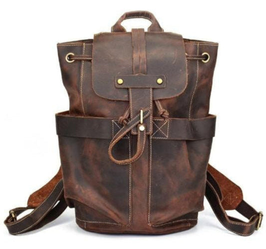 Rugzak Heren - Stoere Vintage Stijl met Flapklep en Trekkoord | Chique