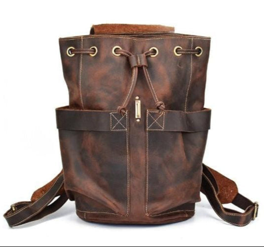 Rugzak Heren - Stoere Vintage Stijl met Flapklep en Trekkoord | Chique