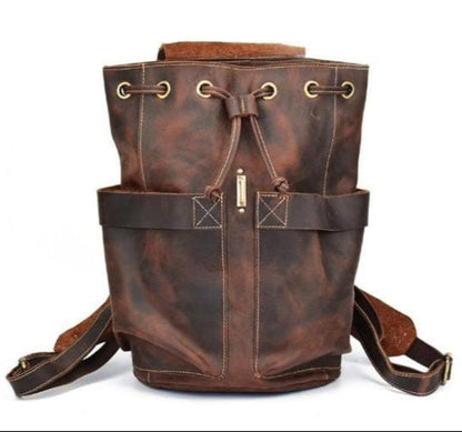Rugzak Heren - Stoere Vintage Stijl met Flapklep en Trekkoord | Chique