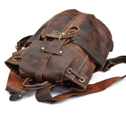 Rugzak Heren - Stoere Vintage Stijl met Flapklep en Trekkoord | Chique