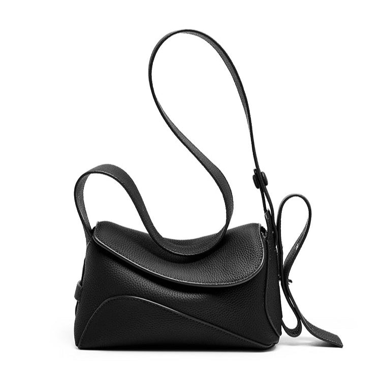 Tas Dames - Sculpturale Mini Flap met Zilver Slot en Lange Band | Chic