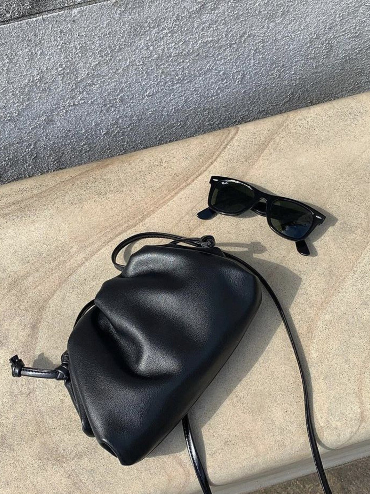 Tas Dames - Zachte Pouch met Gerimpeld Design en Schouderriem | Casual