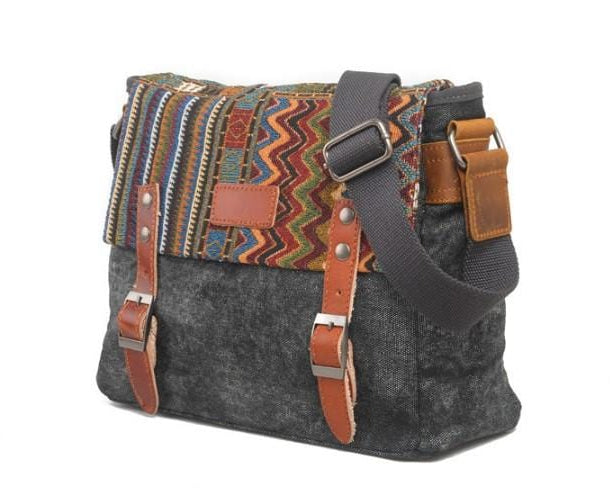 Tas Dames - Bohemien Schoudertas met Etnisch Patroon en Dubbele Gesp | Casual