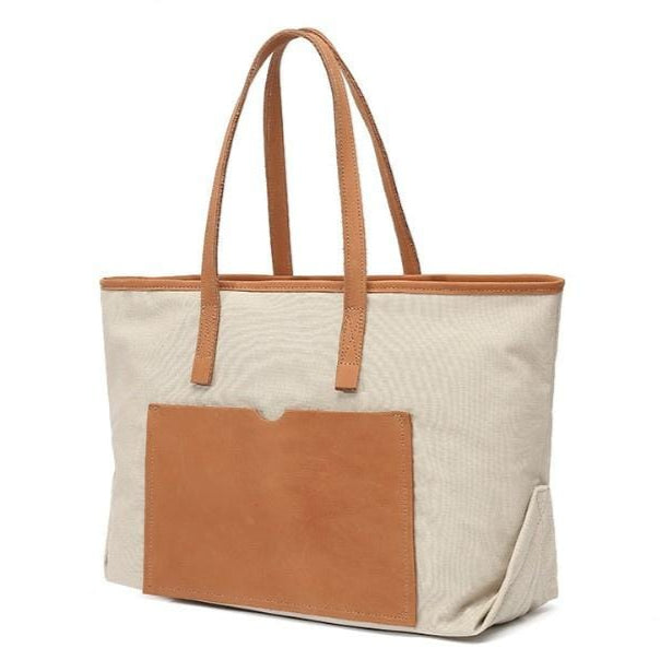 Tas Dames - Ruime Tote met Voorvak en Contrast Handgrepen | Casual