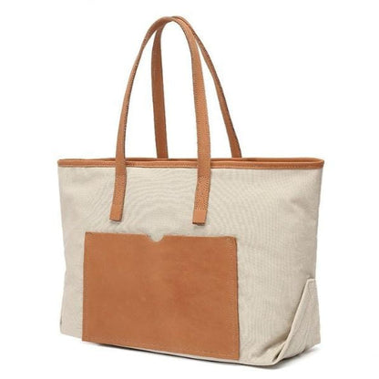 Tas Dames - Ruime Tote met Voorvak en Contrast Handgrepen | Casual