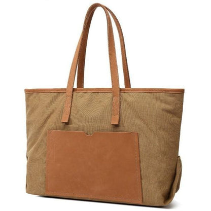 Tas Dames - Ruime Tote met Voorvak en Contrast Handgrepen | Casual