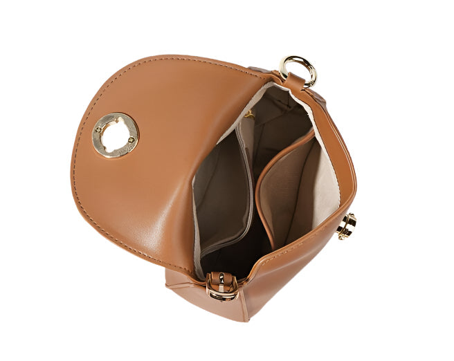 Tas Dames - Compacte Flap Crossbody met Gouden Draaislot | Chic