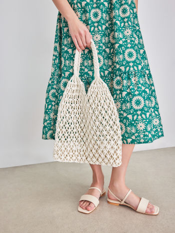 Tas Dames - Open Gehaakte Shopper met Dubbele Tophandvatten | Casual