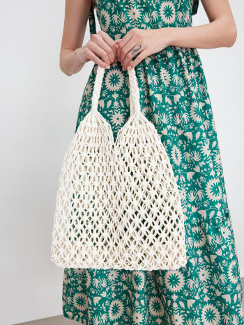 Tas Dames - Open Gehaakte Shopper met Dubbele Tophandvatten | Casual